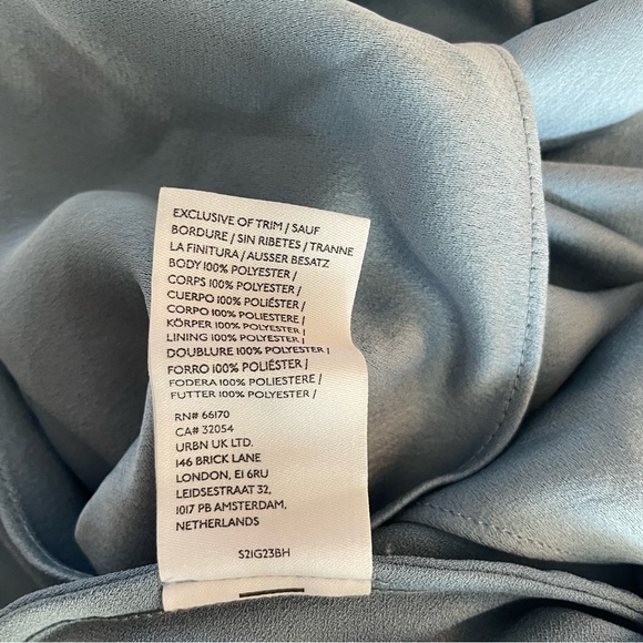 BHLDN Dylan Dusty Blue One-Shoulder Satin Side-Slit Gown 20218 - Picture 13 of 14